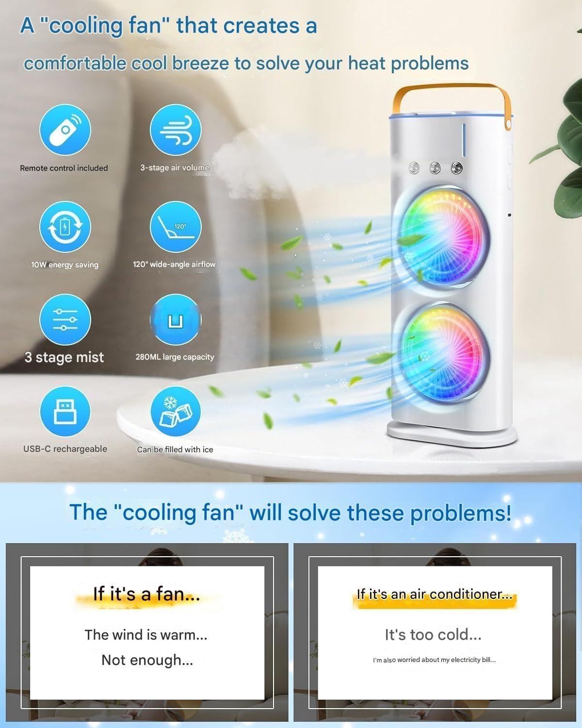 mini cooler fan with remote - Droppy Kart